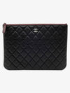 Medium Classic Clutch Bag Caviar Leather & Silver Black - CHANEL - BALAAN 3