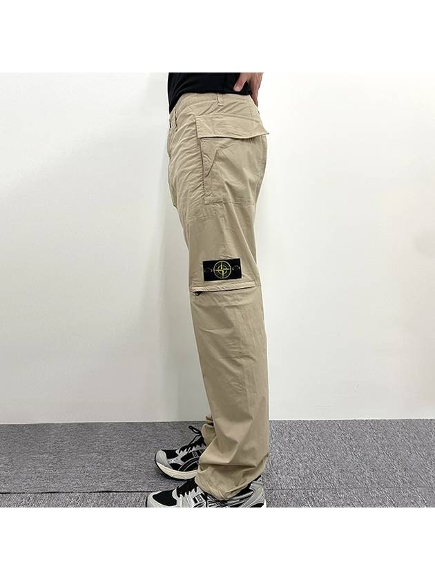 Logo Patch Cargo Cotton Straight Pants Beige - STONE ISLAND - BALAAN 5