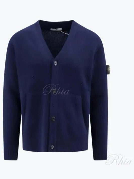 Men's Wappen Patch Button Cardigan Navy - STONE ISLAND - BALAAN 2