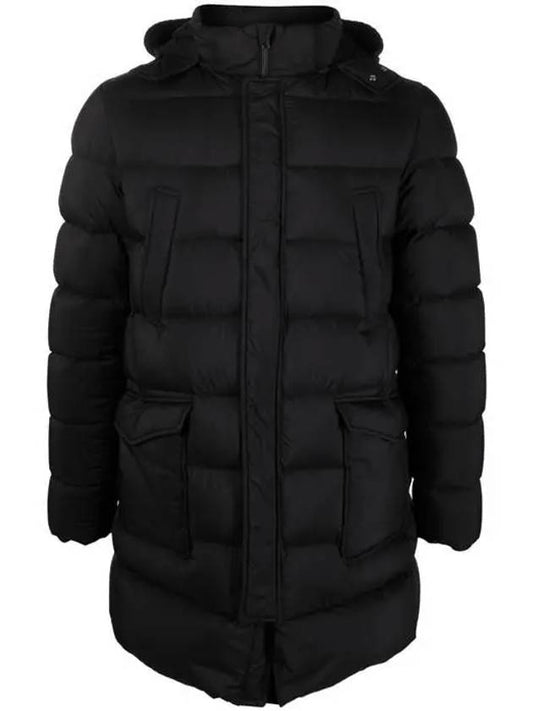 hooded knit trim padded coat - HERNO - BALAAN 2