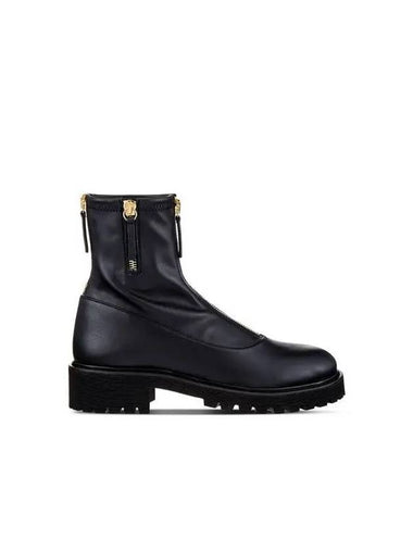 WOMEN COMBAT ZIP LEATHER BOOTS BLACK - GIUSEPPE ZANOTTI - BALAAN 1