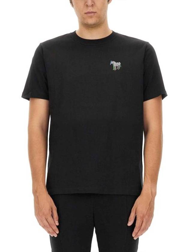 Zebra Print Cotton Short Sleeve T-Shirt Black - PAUL SMITH - BALAAN 1