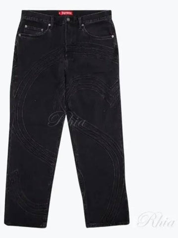 S Loose Fit Washed Denim Men Pants Trousers SS24P37 WASHD BLK - SUPREME - BALAAN 1