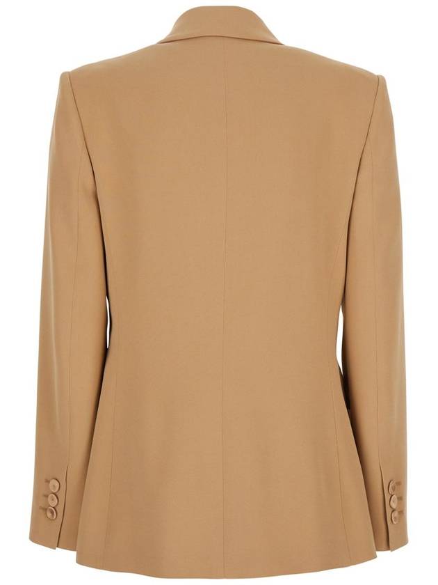 'Enver' Beige Double-Breasted Jacket With Pointed Lapels In Tech Fabric Blend Woman - ALBERTA FERRETTI - BALAAN 2