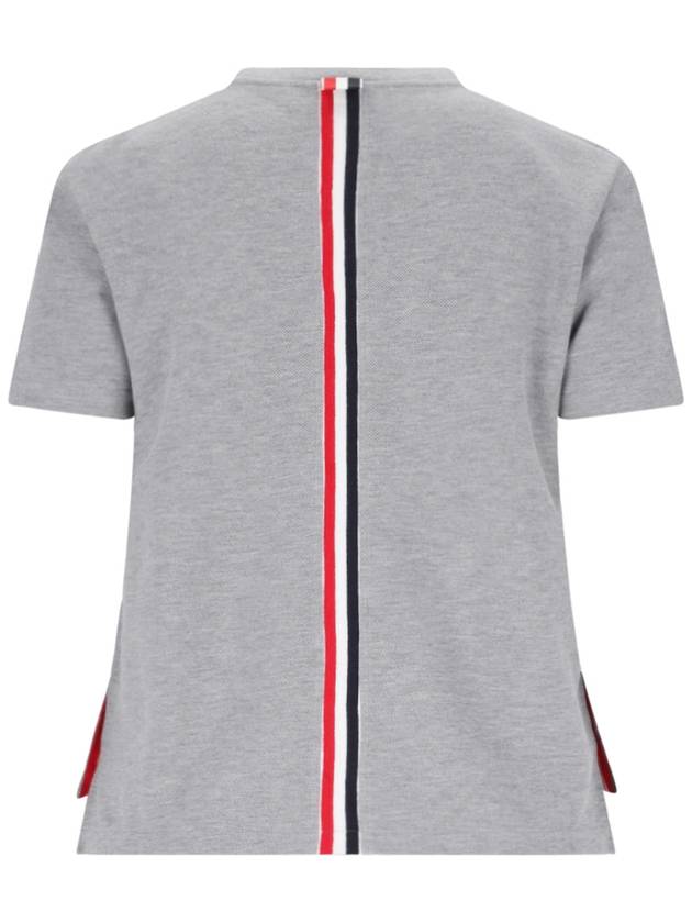 Center Back Stripe Classic Cotton Pique Relaxed Fit Short Sleeve T-Shirt Grey - THOM BROWNE - BALAAN 3