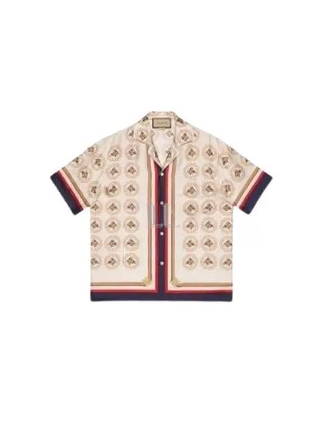 Silk Twill Equestrian Print Shirt Ivory Gold - GUCCI - BALAAN 2