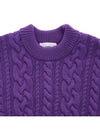 Cable Wool Knit Top Purple - AMI - BALAAN 4