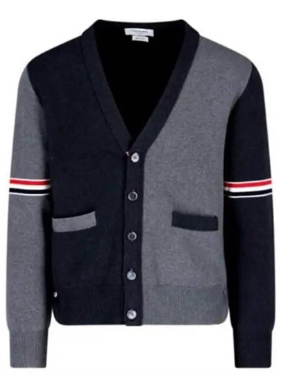 Funmix Cotton ArmBand V-Neck Cardigan Tonal Grey - THOM BROWNE - BALAAN 2