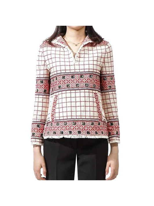 Women's Fringe Woven Long Sleeve Blouse Pink - TORY BURCH - BALAAN 1