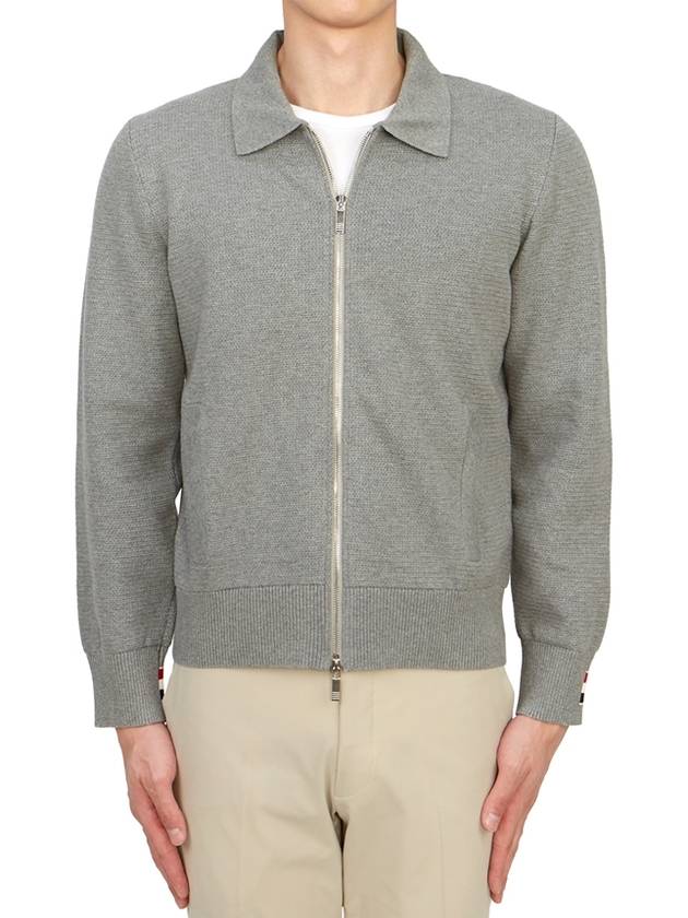 Textured Striped Cotton Bomber Jacket Grey - THOM BROWNE - BALAAN 4