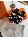 Hermes Chypre H Logo Calfskin Sandals Black - HERMES - BALAAN 3