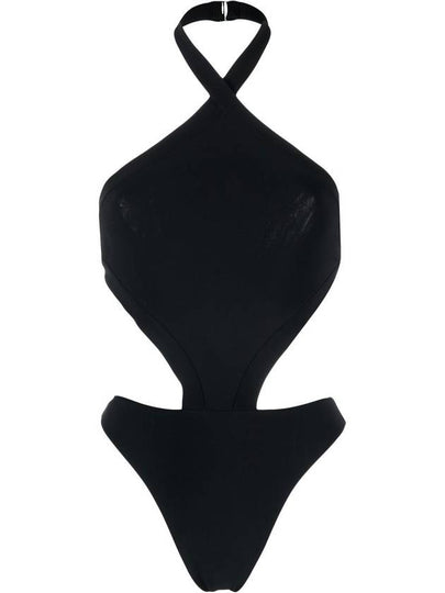 Women's Halterneck Open Back Trikini One-Piece Swimsuit Black - ALAIA - BALAAN 2