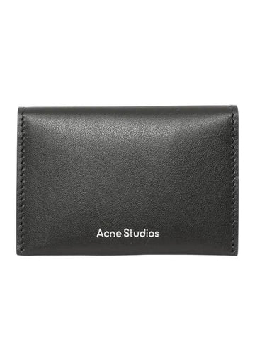 Folded Leather Card Wallet Black - ACNE STUDIOS - BALAAN 1