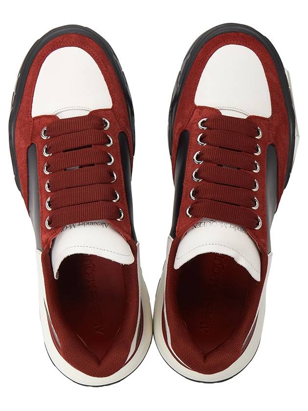 Color Block Leather Low Top Sneakers Red Black - ALEXANDER MCQUEEN - BALAAN 3