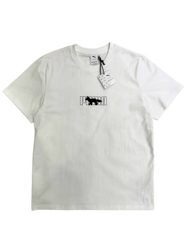 Embroidered Logo Print Short Sleeve T-Shirt White - MAISON KITSUNE - BALAAN 2