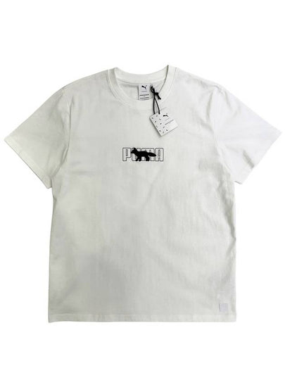 Embroidered Logo Print Short Sleeve T-Shirt White - MAISON KITSUNE - BALAAN 2