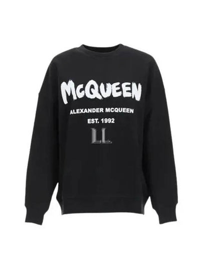 Logo Print Cotton Sweatshirt Black - ALEXANDER MCQUEEN - BALAAN 2