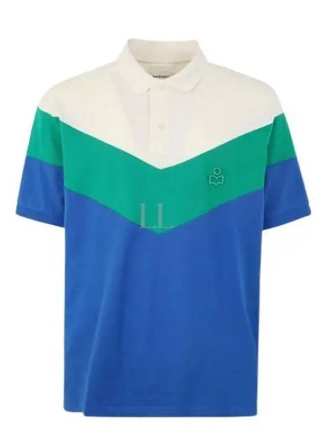 Anton Logo Embroidery Button Cotton Polo Shirt Green - ISABEL MARANT - BALAAN 2