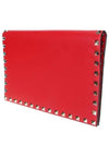 Rockstud Flap Clutch Bag Red - VALENTINO - BALAAN 3