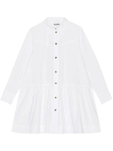 Organic Cotton Shirt Short Dress White B0710971881 - GANNI - BALAAN 1