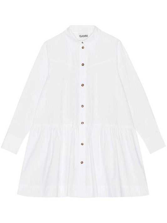 Organic Cotton Shirt Short Dress White B0710971881 - GANNI - BALAAN 1