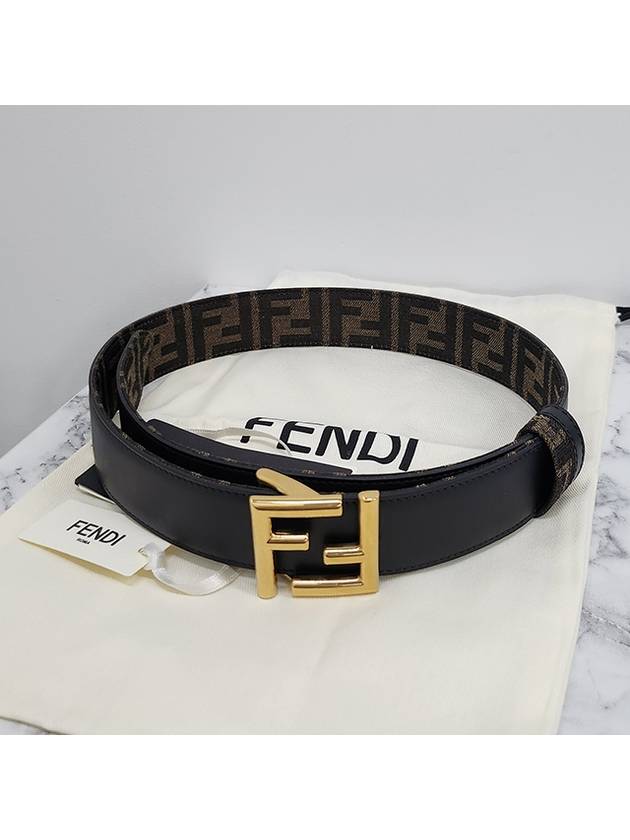 FF Fabric Reversible Leather Belt Black - FENDI - BALAAN 3