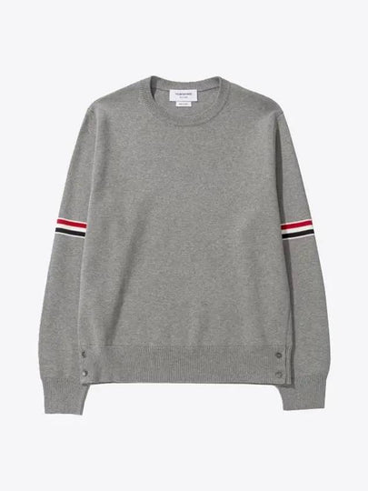 Men's Milan Stitch Armband Crew Neck Knit Top Light Grey - THOM BROWNE - BALAAN 2