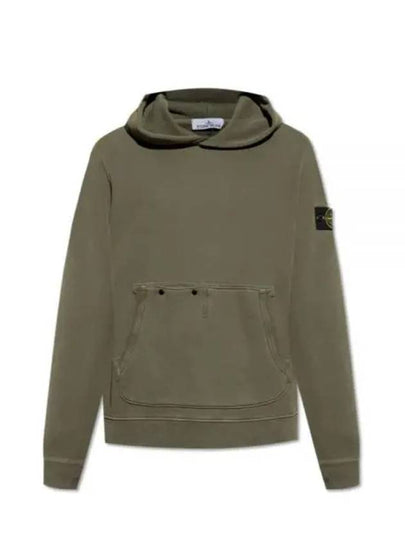 Old Effect Cotton Diagonal Fleece Hoodie Green - STONE ISLAND - BALAAN 2