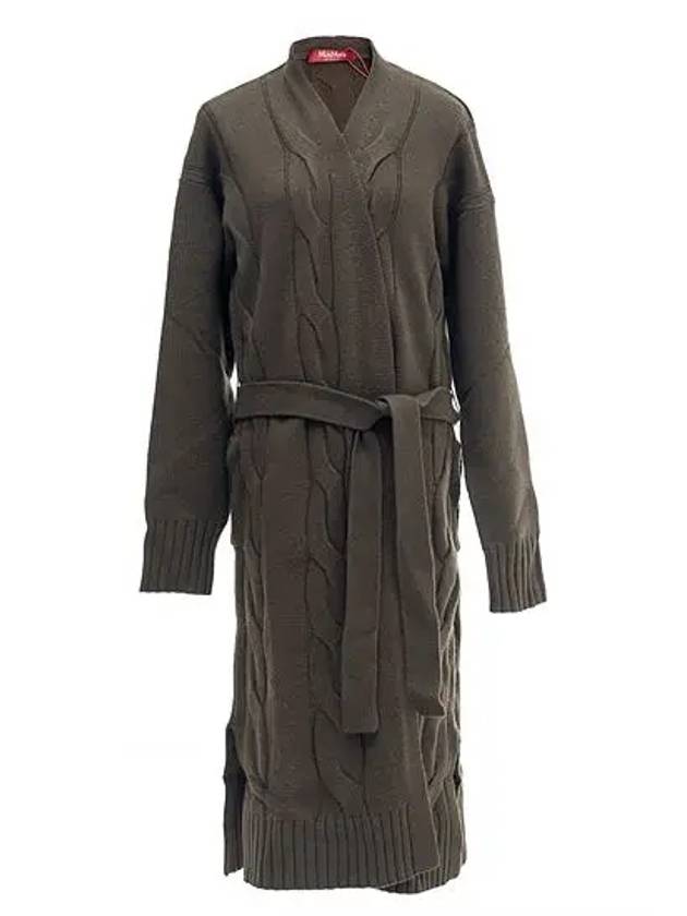 Women's BERNARD Wool Cashmere Long Cardigan Khaki - MAX MARA - BALAAN.