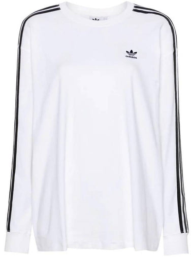 3 Stripes Stretch Cotton Long Sleeve T-Shirt White - ADIDAS - BALAAN 1