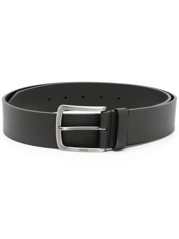 Men's Logo Calf Leather Belt Black - HUGO BOSS - BALAAN 2