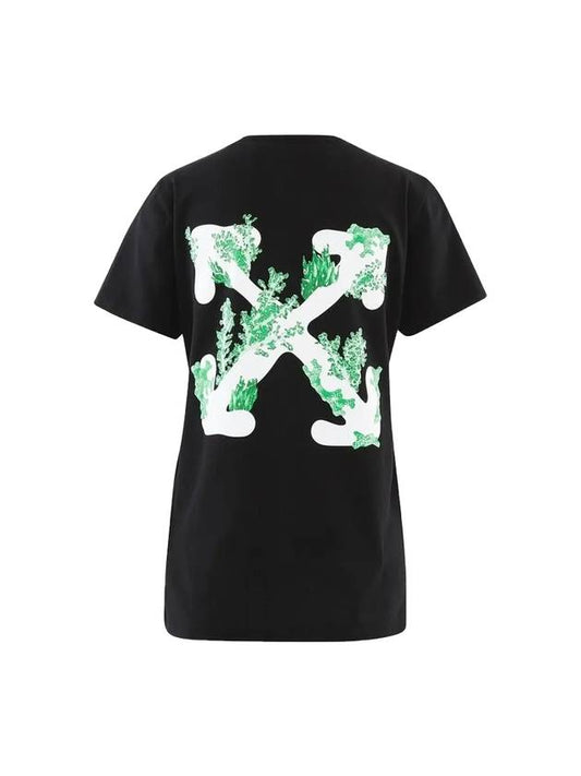 Women's Coral Arrow Print Short Sleeve T-Shirt Black - OFF WHITE - BALAAN 1