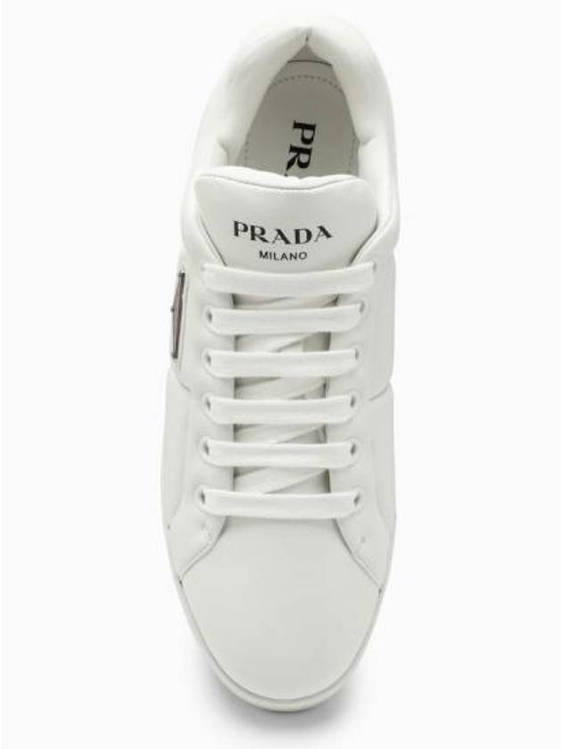 Logo Quilted Nappa Leather Low Top Sneakers White - PRADA - BALAAN 3