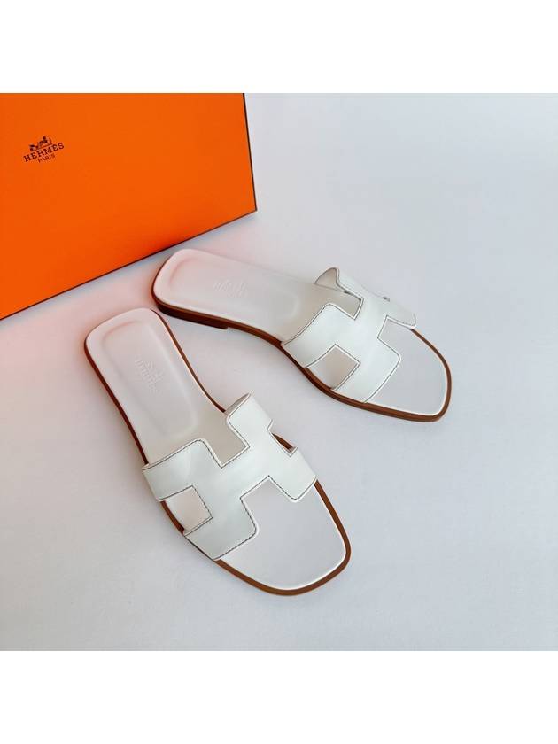 Oran Calfskin Slippers Blanc - HERMES - BALAAN 2