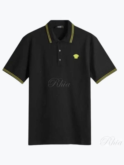 Medusa Head Embroidery Cotton Polo Shirt Black - VERSACE - BALAAN 2