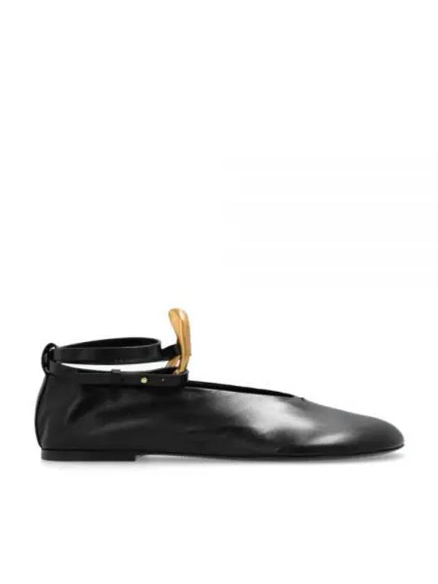 Ring Detail Leather Flat Black - JIL SANDER - BALAAN 2