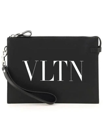 VLTN Zipper Strap Clutch Bag Black - VALENTINO - BALAAN 1