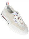 Tech Runner Shearling Suede Low Top Sneakers White - THOM BROWNE - BALAAN 2