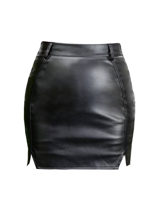 golf wear leather double slit skirt Leather double slit skirt Black - J JANE - BALAAN 2