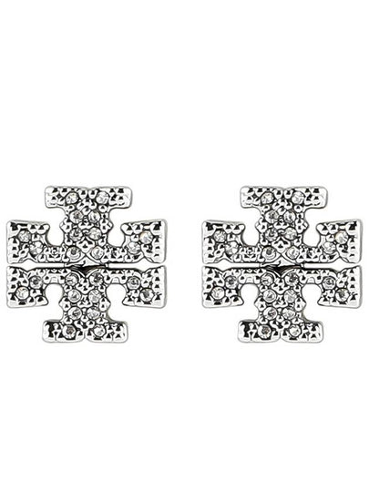 Crystal Logo Stud Earrings Silver - TORY BURCH - BALAAN 2