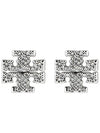 Crystal Logo Stud Earrings Silver - TORY BURCH - BALAAN 2