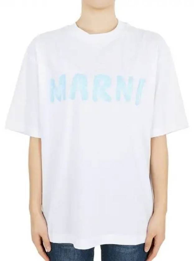 Women s Logo Stamp Cotton Short Sleeve White Blue THJET49 EPHUSCS11 L4W01 1053770 - MARNI - BALAAN 1