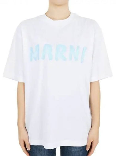 Women s Logo Stamp Cotton Short Sleeve White Blue THJET49 EPHUSCS11 L4W01 270009 1053770 - MARNI - BALAAN 1