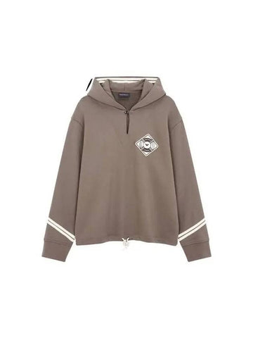 Men s String Hem Hooded Sweatshirt Light Brown 270288 - EMPORIO ARMANI - BALAAN 1