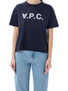 Logo Print Crew Neck Short Sleeve T-Shirt Navy - A.P.C. - BALAAN 3