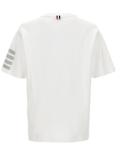 4-Bar Striped Cotton Short Sleeve T-Shirt White - THOM BROWNE - BALAAN 2