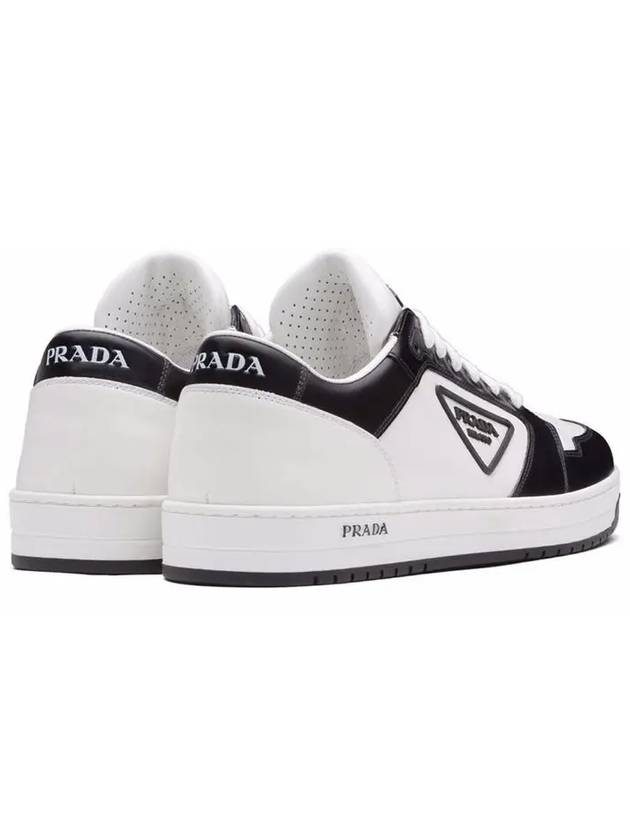 District Triangle Logo Leather Low Top Sneakers White Black - PRADA - BALAAN 4