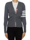 Cotton 4-Bar Milano Classic V-Neck Cardigan Medium Grey - THOM BROWNE - BALAAN 2