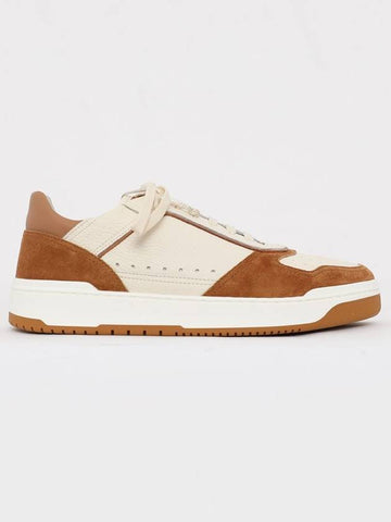 Basket Leather Low Top Sneakers Brown White - BRUNELLO CUCINELLI - BALAAN 1