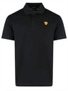 Embroidered Logo Polo Shirt Black - VERSACE - BALAAN 2